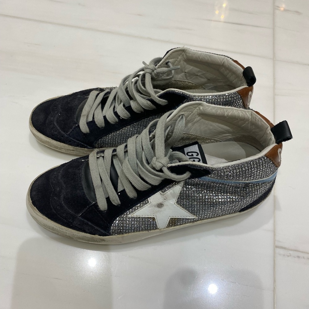 Golden Goose Black and Silver Star Sneakers
